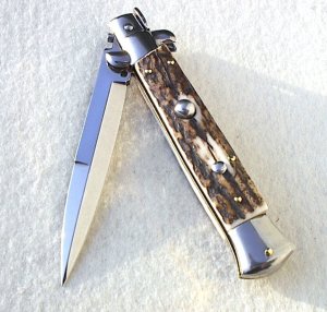 NEW FRANK BELTRAME. 9" GENUINE STAG ITALIAN STILETTO - MINT