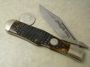 Case XX SS USA 1983 Bone C61050L Coke Bottle Swing Guard Lockback NKCA Club Knife