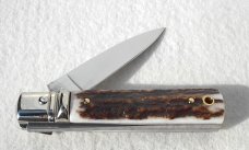 NEW A.G.A. CAMPOLIN MANIAGO ITALY CLASSIC 6" SLIMLINE LEVERLOCK GENUINE  EUROPEAN STAG