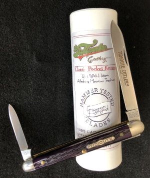 2010 - Great Eastern Cutlery (GEC) Tidioute - River Boat Gambler Knife -Deep Purple Bone - 4" 892210