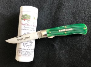 2009 - Great Eastern Cutlery (GEC) Tidioute - Tractor Green Bone Scout Knife with Liner Lock 735109