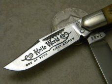 Cripple Creek USA 1465 Knife World 1982 First Edition Bone Jack Knife 