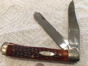 Case XX USA 6254 10 dot red bone stockman 
