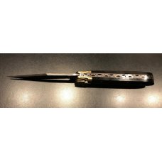 Mint Italian-Style Leverlock Knife, Dark Horn Scales/Damascus Blade Mint Italian-Style Leverlock Knife, Dark Horn Scales/Damascus Blade