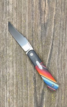 Enrique Peña Custom - Clip Point Barlow Front Flipper - Mexican Blanket Micarta Enrique Peña Custom - Clip Point Barlow Front Flipper - Mexican Blanket Micarta