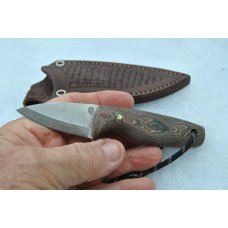 Puukko Custom 5 7/8" OAL Basket Weave Micarta Never Used Lanyard Custom JRE leather Sheath