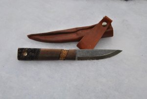 Puukko Indigenous Condor 7" OAL Mint With Leather Dangle Sheath Full Tang 1/8" Stock Lanyard 