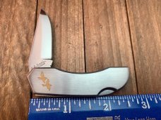 Lakota Teal Lockback Stainless Handles Gold Engraved Ducks Seki Japan Lakota Teal Lockback Stainless Handles Gold Engraved Ducks Seki Japan