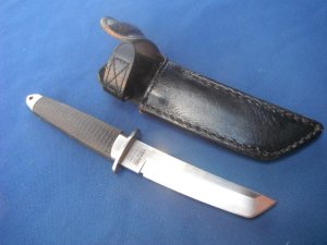RARE COLD STEEL JAPANESE MINI TANTO FIXED BLADE KNIFE W/ ORIGINAL LEATHER SHEATH MADE IN JAPAN!!