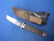 RARE COLD STEEL JAPANESE MINI TANTO FIXED BLADE KNIFE W/ ORIGINAL LEATHER SHEATH MADE IN JAPAN!! RARE COLD STEEL JAPANESE MINI TANTO FIXED BLADE KNIFE W/ ORIGINAL LEATHER SHEATH MADE IN JAPAN!!