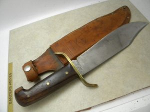 Western USA Wood Bowie Fixed Blade Knife & Sheath 