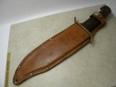 Western USA Wood Bowie Fixed Blade Knife & Sheath 