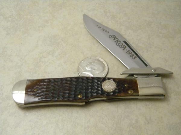 Case XX SS USA 1983 Bone C61050L Coke Bottle Swing Guard Lockback NKCA Club Knife