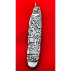 Vintage **MINT** ARNEX STAINLESS 2-Blade Brass Figural Shadow Pen Folding Pocket Knife Post 1940
