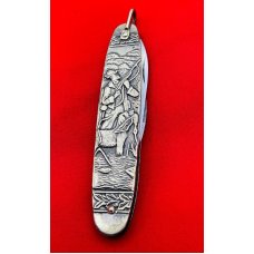 Vintage **MINT** ARNEX STAINLESS 2-Blade Brass Figural Shadow Pen Folding Pocket Knife Post 1940