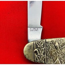 Vintage **MINT** ARNEX STAINLESS 2-Blade Brass Figural Shadow Pen Folding Pocket Knife Post 1940