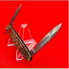 Vintage **MINT** ARNEX STAINLESS 2-Blade Brass Figural Shadow Pen Folding Pocket Knife Post 1940