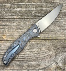 SHIROGOROV F3 NS – M390 BLADE – BLUE CARBON FIBER HANDLE – MRBS