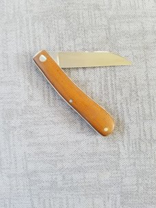 Bobby Toole Custom Dogleg Shadow Knife, natural burlap micarta,New, CPM-154 ,4" clsd, coa & pouch Bobby Toole Custom Dogleg Shadow Knife, natural burlap micarta,New, CPM-154 ,4" clsd, coa & pouch