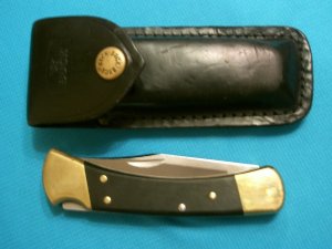 BUCK 110 USA DROP POINT LOCKBACK FOLDING HUNTER HUNTING SKINNING POCKET SHEATH KNIFE KNIVES