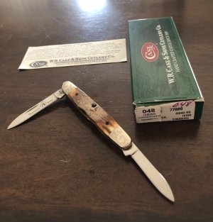 2005 Case XX Fossilized Mammoth Ivory Eisenhower Pen Knife -  0I2263 SS - SN 48 - Scrolled Bolsters