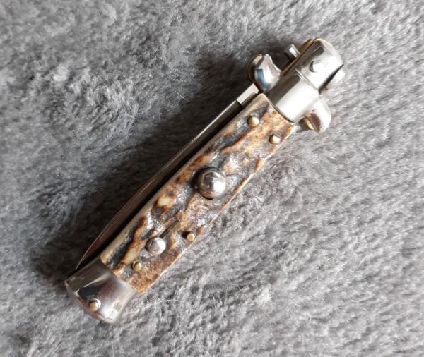Vintage Oreste Dibon 5.5" stag stiletto, mint/NOS Vintage Oreste Dibon 5.5" stag stiletto, mint/NOS
