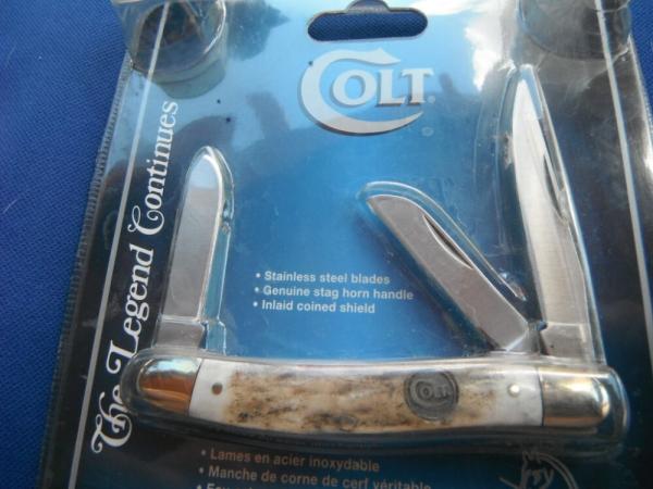 Colt 3 Bladed Stockman Folding Pocket Knife Stag Handled.  NOS/NIB Knife CT0136c 
