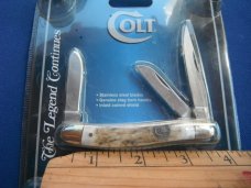 Colt 3 Bladed Stockman Folding Pocket Knife Stag Handled.  NOS/NIB Knife CT0136c 