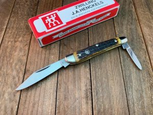 Henckels by Boker Half Whittler or a Gentlemen’s Pen Knife Hell Braun Bone Pin Feather Jigged