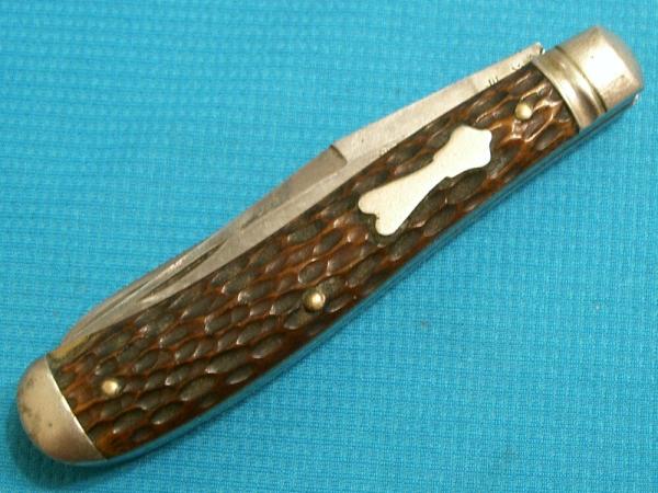 VINTAGE ANTIQUE JIGGED BONE SCHRADE CUT CO WALDEN PRE '46 LIGHT TRAPPER KNIFE KNIVES OLD VINTAGE ANTIQUE JIGGED BONE SCHRADE CUT CO WALDEN PRE '46 LIGHT TRAPPER KNIFE KNIVES OLD