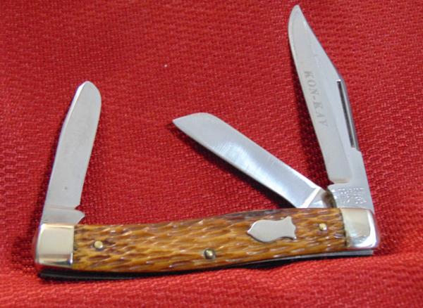 USED CONDITION SCHRADE WALDEN NY USA #880 KON-KAV STOCKMAN ETCHED BLADE BONE HANDLES c1946/1973 USED CONDITION SCHRADE WALDEN NY USA #880 KON-KAV STOCKMAN ETCHED BLADE BONE HANDLES c1946/1973