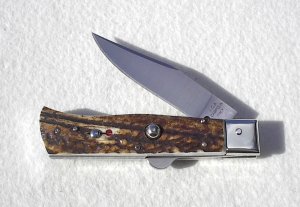 NOS 2011 A.G.A. CAMPOLIN ITALY NICKEL SILVER BOLSTERS GENUINE INDIA SAMBAR STAG HUMPBACK - LAST ONE
