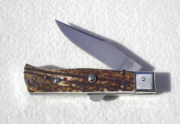 NOS 2011 A.G.A. CAMPOLIN ITALY NICKEL SILVER BOLSTERS GENUINE INDIA SAMBAR STAG HUMPBACK - LAST ONE