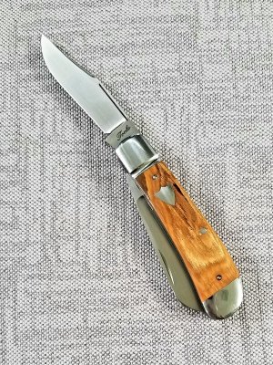 Bobby Toole Custom Mammoth Lambsfoot Trapper Knife,CPM-154 ,3.75" closed ,Integral Fluted Bolsters 