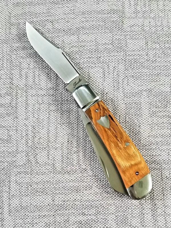 Bobby Toole Custom Mammoth Lambsfoot Trapper Knife,CPM-154 ,3.75" closed ,Integral Fluted Bolsters 