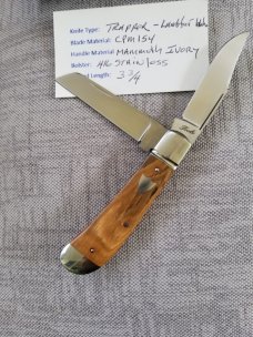 Bobby Toole Custom Mammoth Lambsfoot Trapper Knife,CPM-154 ,3.75" closed ,Integral Fluted Bolsters Bobby Toole Custom Mammoth Lambsfoot Trapper Knife,CPM-154 ,3.75" closed ,Integral Fluted Bolsters