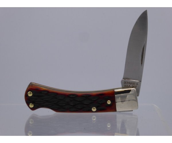 Schrade Old Timer 3OT Bearhead Lockback with Amber American Standard Bone Handles