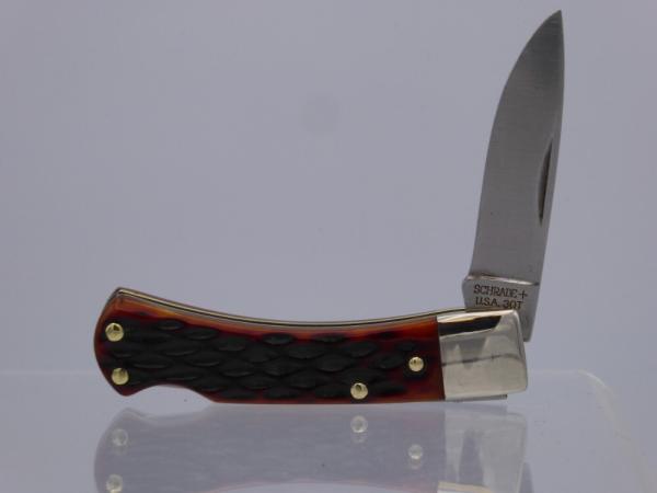 Schrade Old Timer 3OT Bearhead Lockback with Amber American Standard Bone Handles
