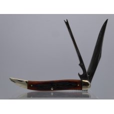 Camillus Stainless #25 Fishing Knife with Amber Wormgroove Bone Handles Camillus Stainless #25 Fishing Knife with Amber Wormgroove Bone Handles