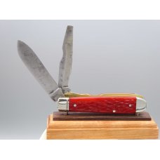 Schrade Walden 204S Electricians Knife With Ruby Red Jigged Bone Handles