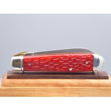 Schrade Walden 204S Electricians Knife With Ruby Red Jigged Bone Handles