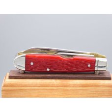 Schrade Walden 204S Electricians Knife With Ruby Red Jigged Bone Handles