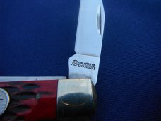 BOKER MAGNUM 2 BLADE KNIFE BONSAI SERIES MINI TRAPPER POCKET KNIFE Red  Jigged Bone scales