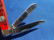 BOKER MAGNUM 2 BLADE KNIFE BONSAI SERIES MINI TRAPPER POCKET KNIFE Red  Jigged Bone scales