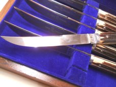 Set of 6 Queen Steak  Knives Box Bone Handles 