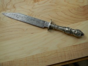 ANTIQUE SILVER HANDLES BOWIE KNIFE A.LEON SHEFFIELD A NO 1 CUTLERY