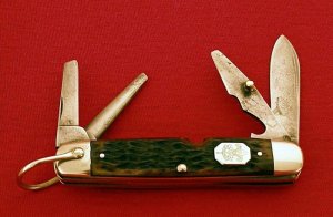 CATTARAUGUS CUTLERY CO LITTLE VALLEY NY D2589 Genuine Bone WHITT-L-KRAFT BOY SCOUT Knife 1886/1963