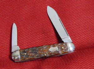 EXCELLENT + CONDITION SCHRADE CUT. CO. WALDEN NY 2 BLADE CATTLE KNIFE 1904-1946