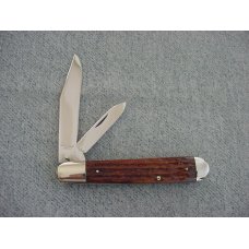 Vintage Queen City Large 4 1/2", Etched, Jigged Bone Handles Farmer's Jack Pocket Knife