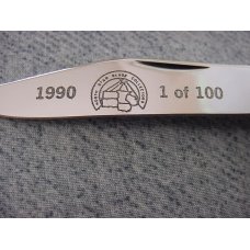 Vintage Queen City Large 4 1/2", Etched, Jigged Bone Handles Farmer's Jack Pocket Knife